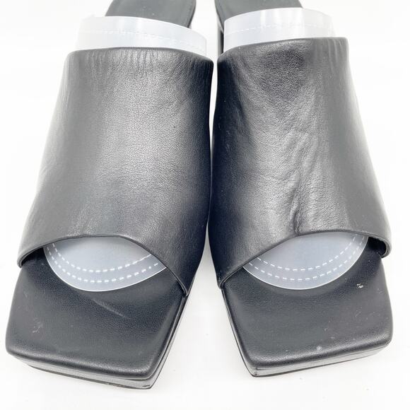 Jeffrey Campbell Women's Square Toe Black Leather Block Heel Mules Size 8.5 - Picture 9 of 13